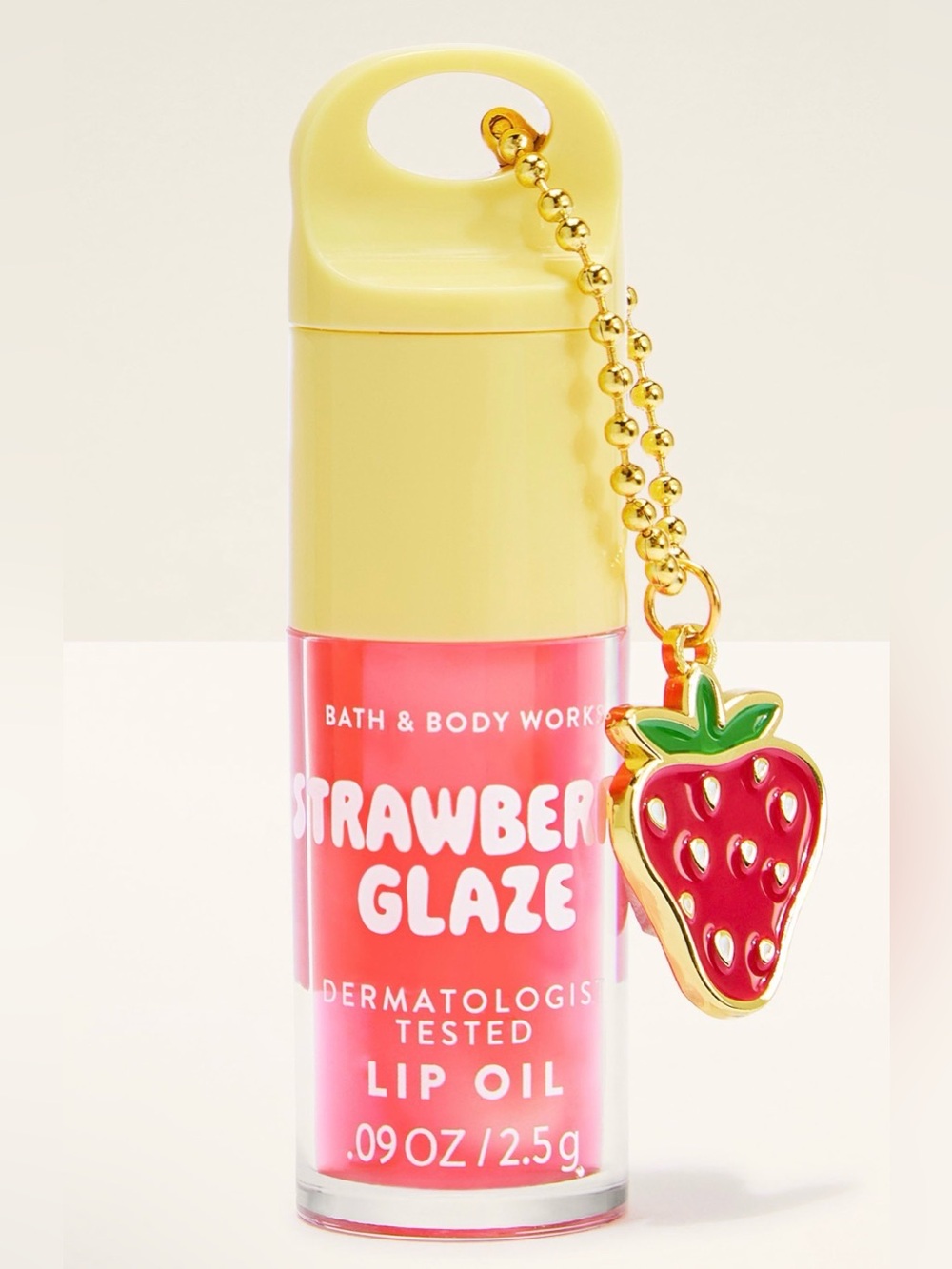 Bath & Body Works Strawberry Glaze Lip Oil W/ Gold Strawberry Charm